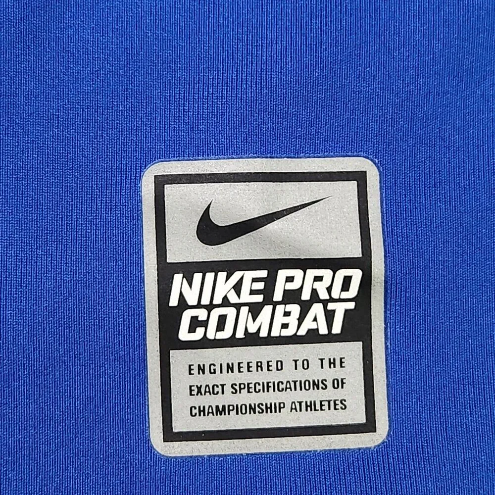 Nike Pro Combat Shirt Mens M Blue Long Sleeve Fitted Dri-Fit Performance‎ Vented